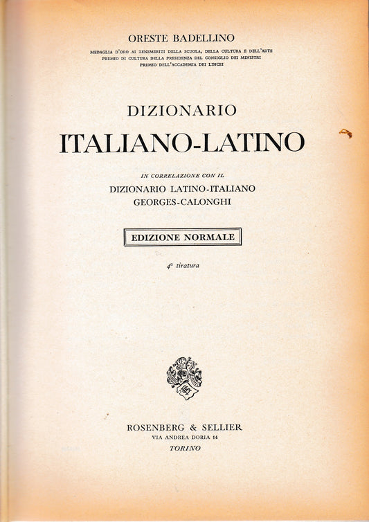 Dizionario Italiano- Latino. Vol. II - copertina