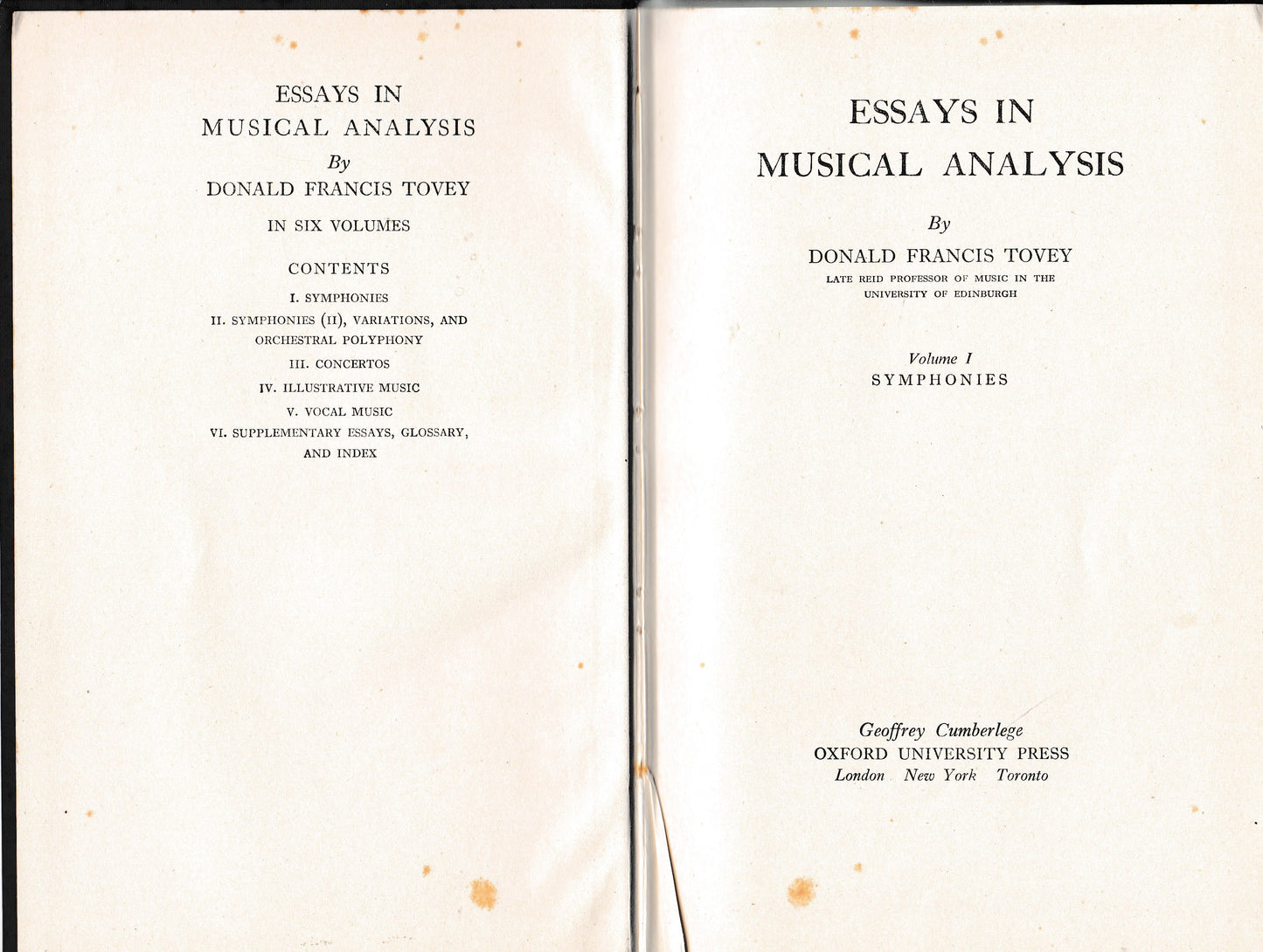 Essays in musical analysis. Vol. 1. Simphonies - copertina