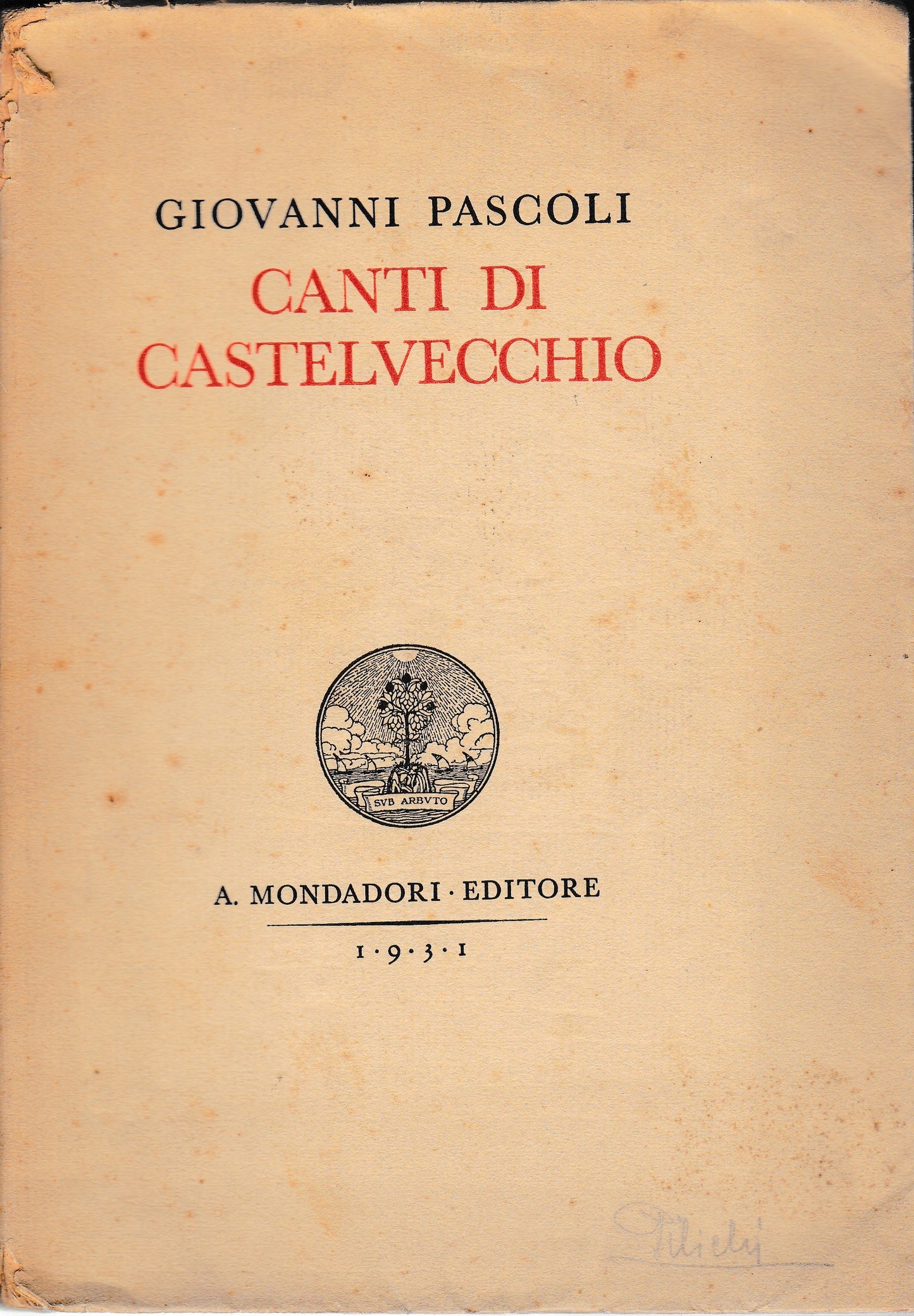 Canti di Castelvecchio - copertina