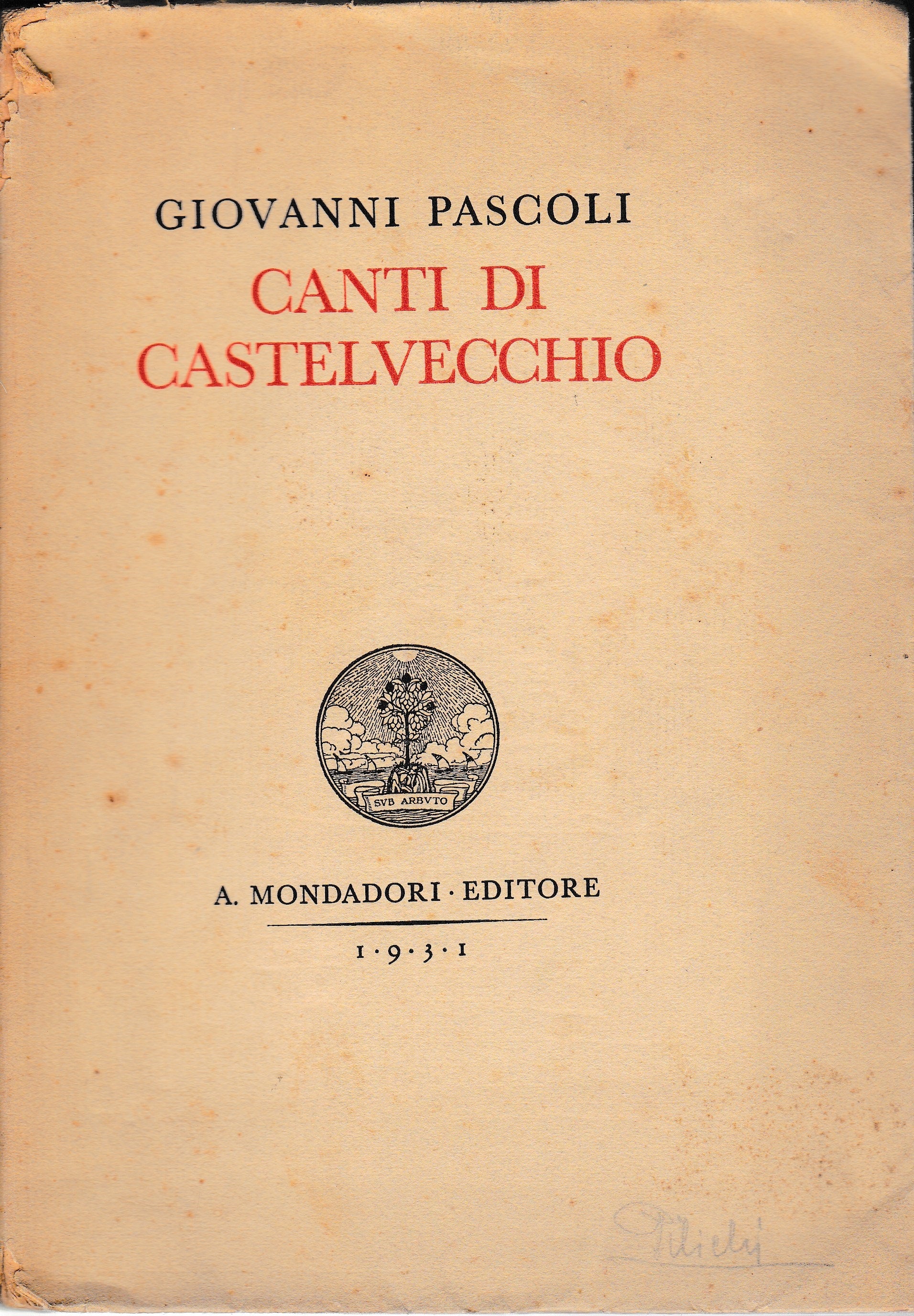 Canti di Castelvecchio - copertina