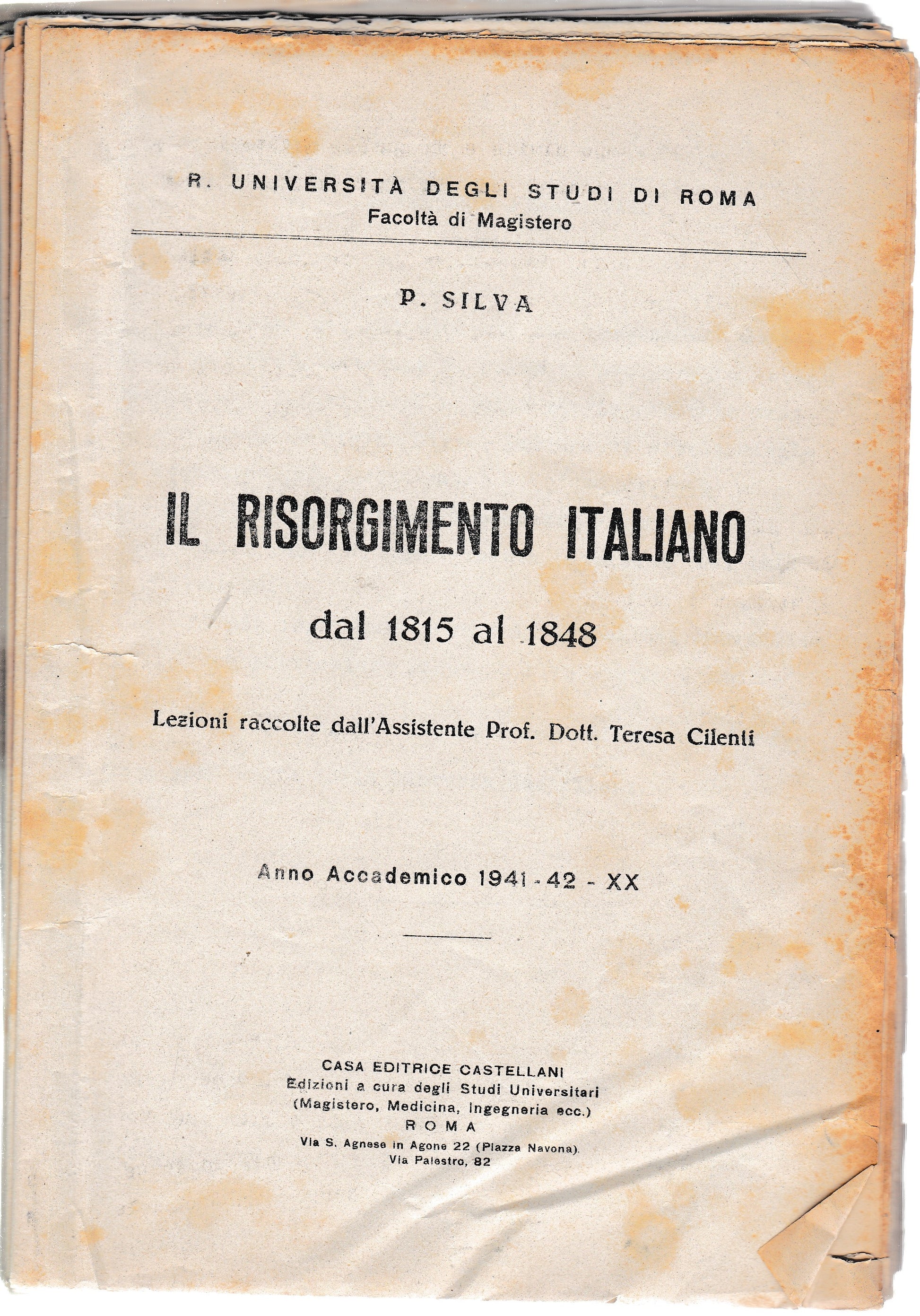 Il Risorgimento italiano dal 1815 al 1848 - copertina