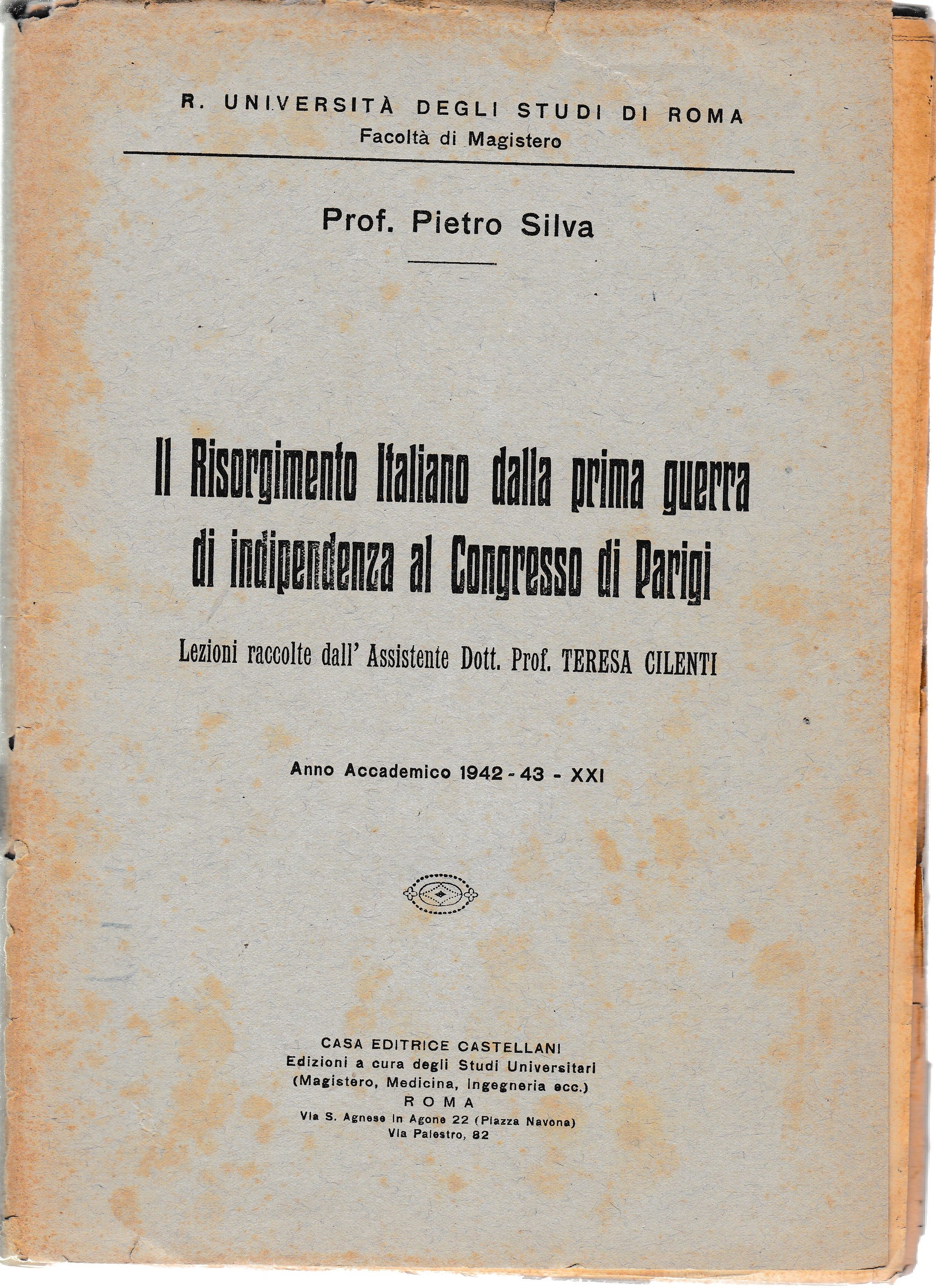 Il Risorgimento italiano dalla prima guerra di indipendenza al Congresso di Parigi - copertina