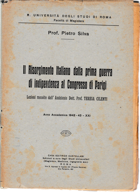 Il Risorgimento italiano dalla prima guerra di indipendenza al Congresso di Parigi - copertina
