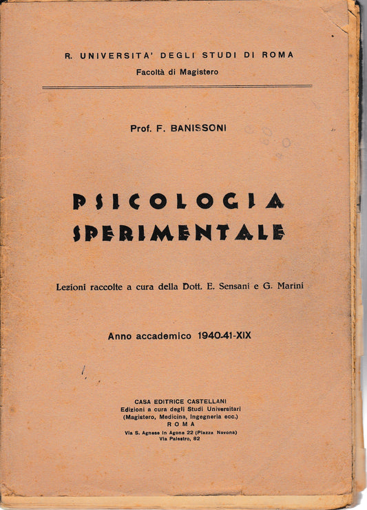 Psicologia sperimentale - copertina