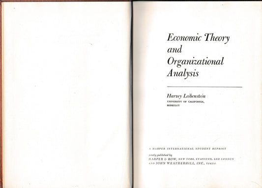Economic Theory and Organizational Analysis - copertina