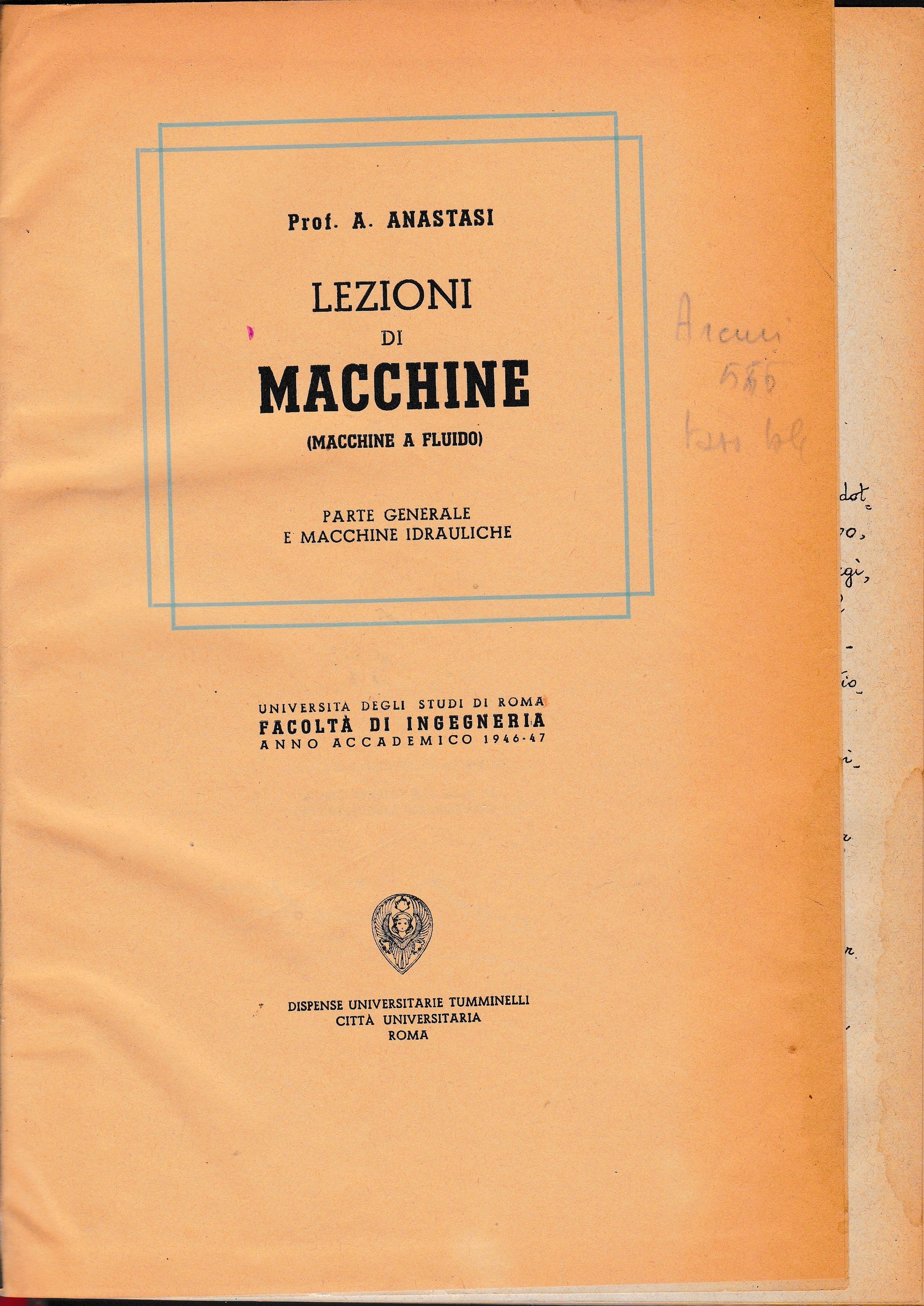 Lezioni di Macchine (Macchine a fluido). Parte generale e macchine idrauliche - copertina
