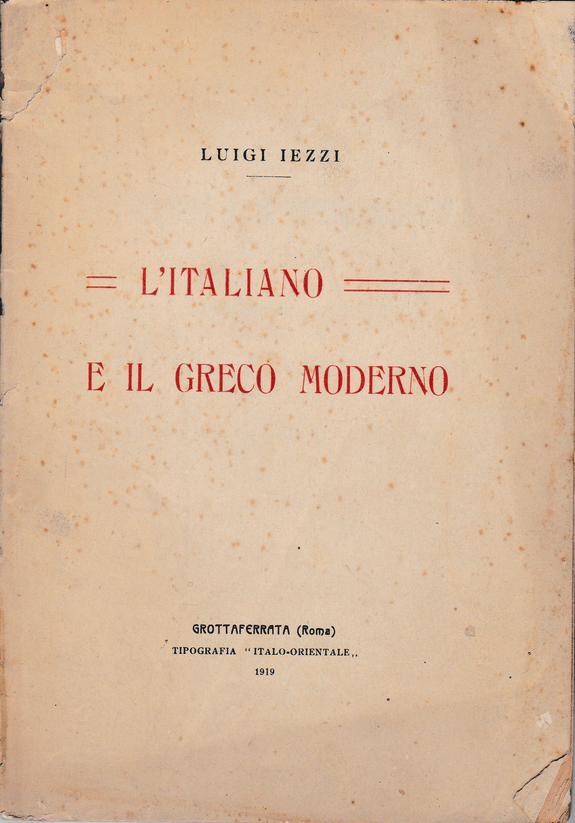 L'Italiano e il Greco moderno - copertina