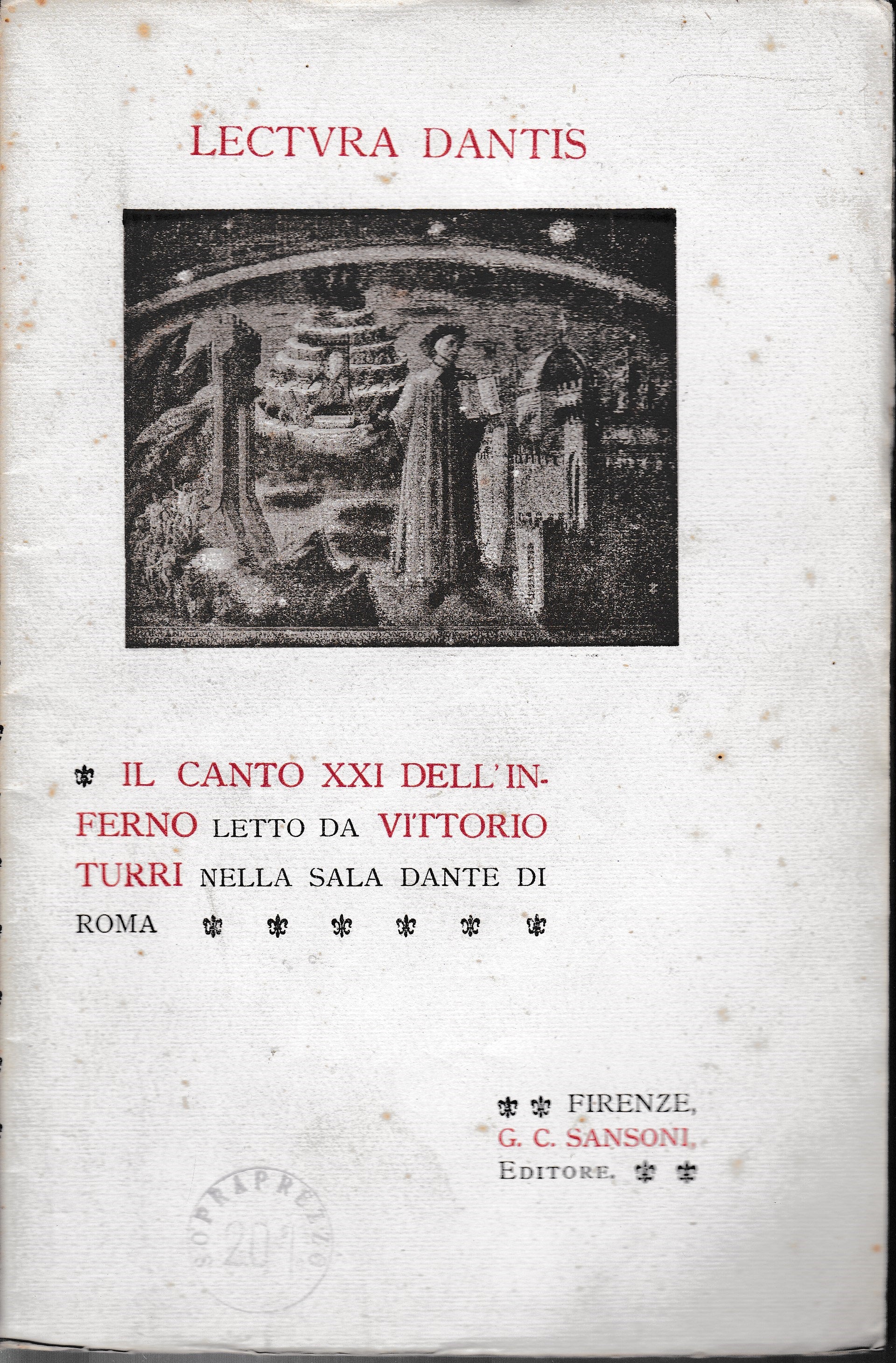 Lectura Dantis. Il canto XXI dell'inferno letto da V. Turri nella sala Dante di Roma - copertina