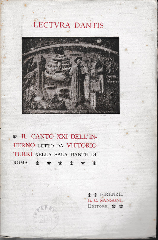 Lectura Dantis. Il canto XXI dell'inferno letto da V. Turri nella sala Dante di Roma - copertina