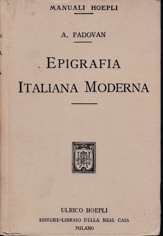 Epigrafia Italiana Moderna - copertina