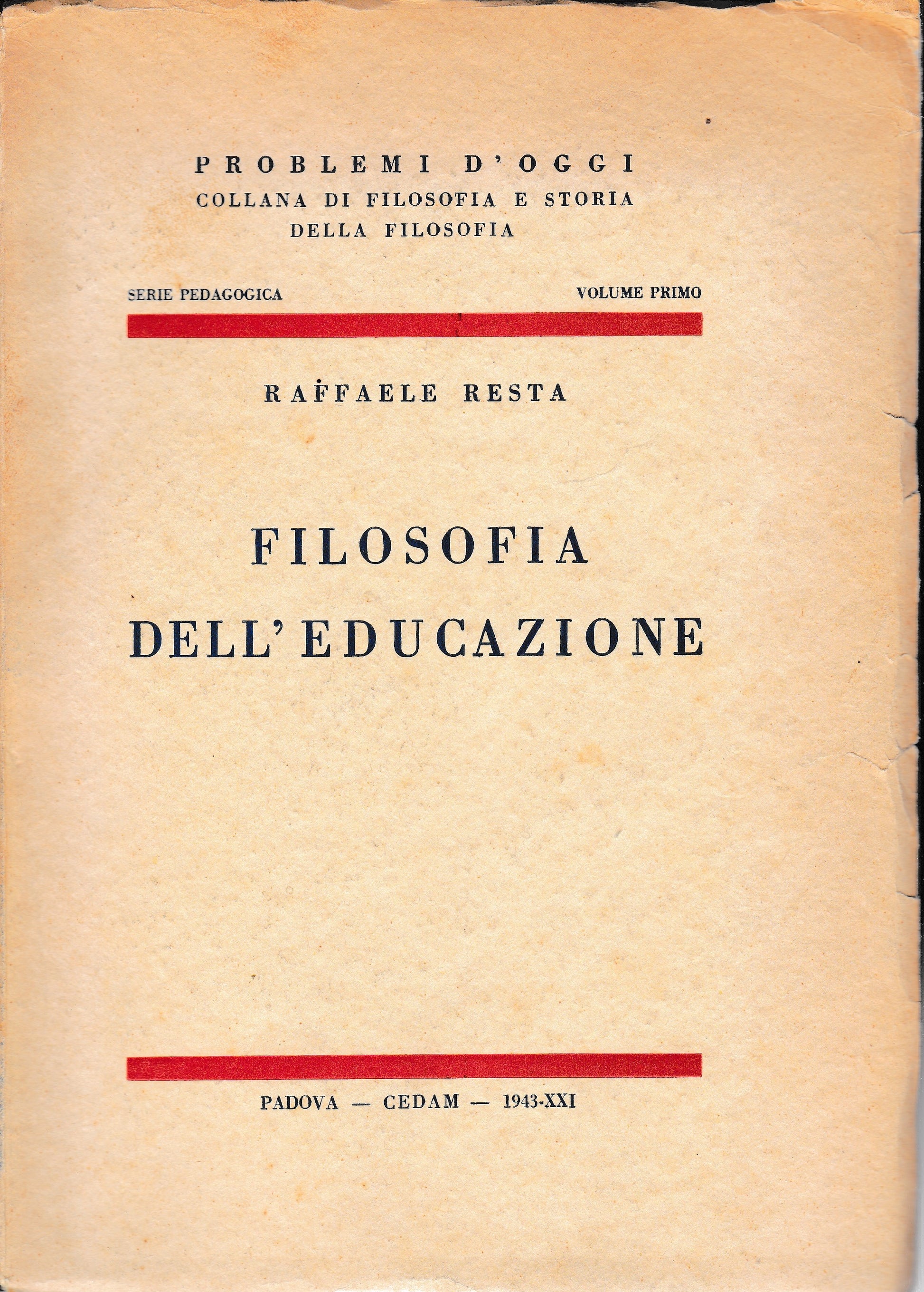 Filosofia dell'educazione. - copertina