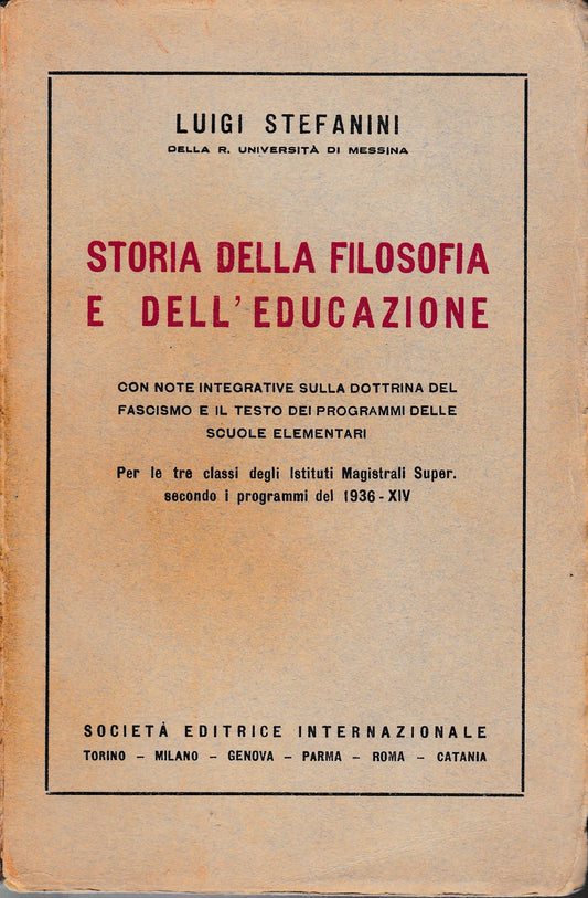 Storia della filosofia e dell'educazione - copertina