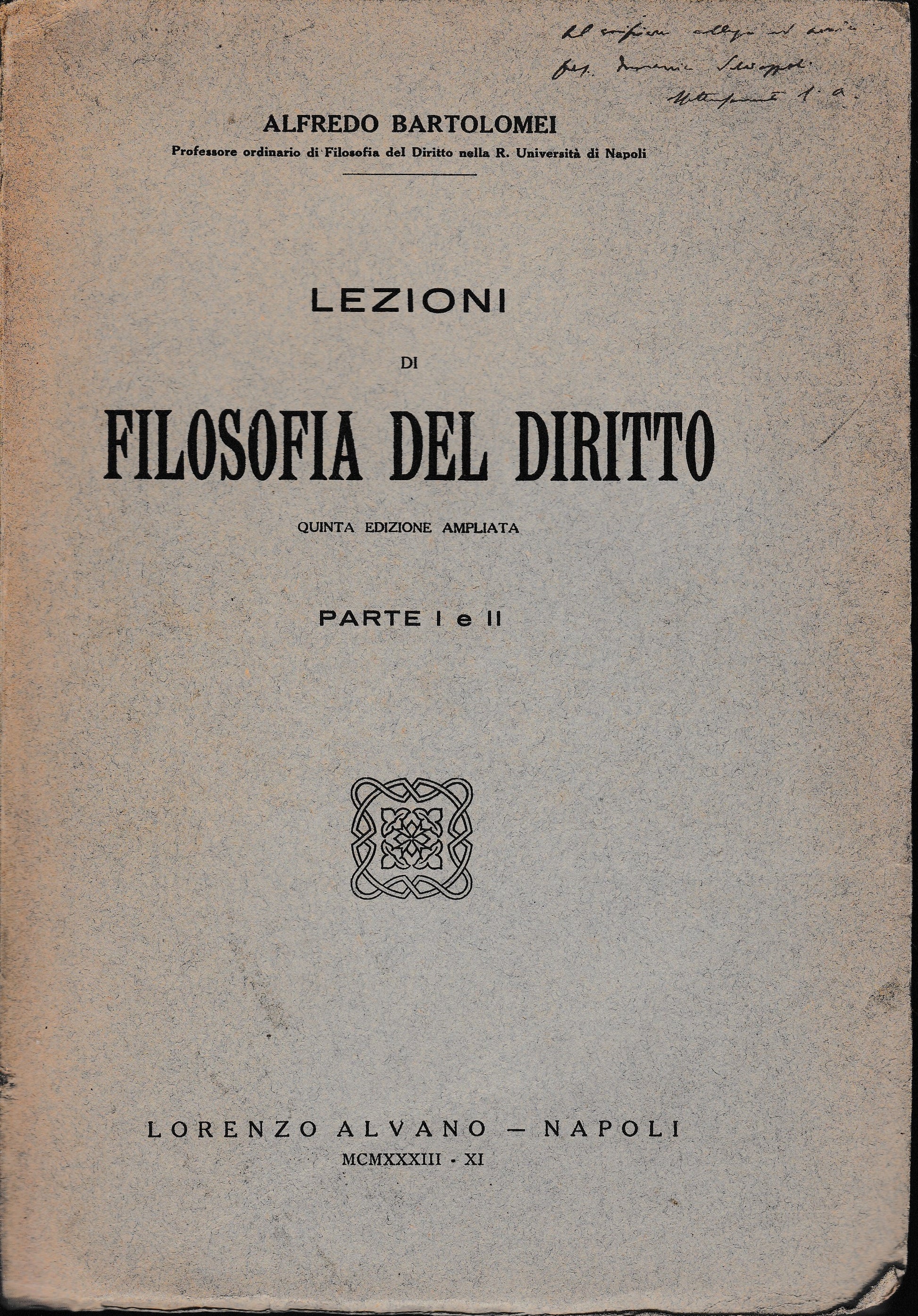 Lezioni di filosofia del diritto. Parte I e II - copertina