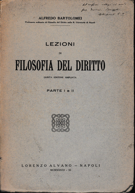 Lezioni di filosofia del diritto. Parte I e II - copertina