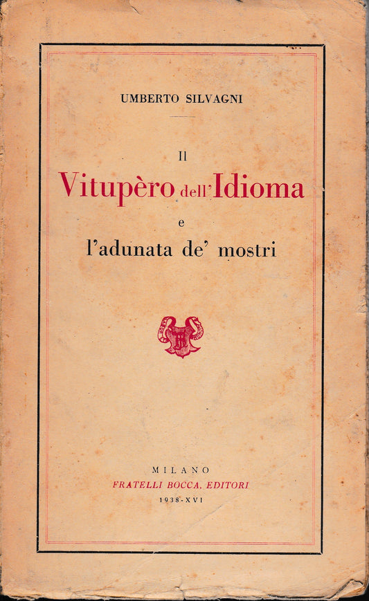 Il vitupèro dell'Idioma e l'adunata de' mostri - copertina