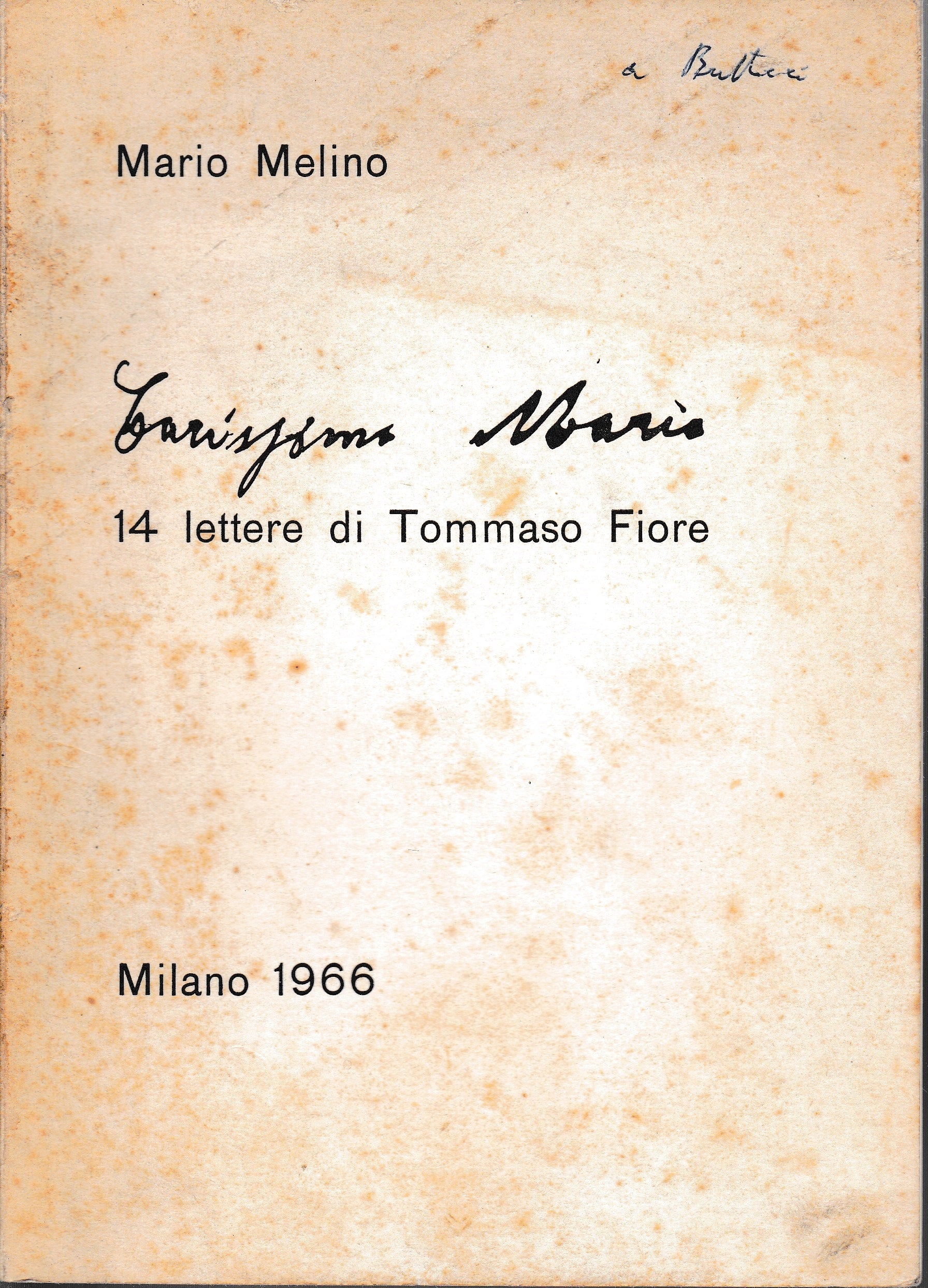 Carissimo Mario. 14 lettere di Tommaso Fiore - copertina