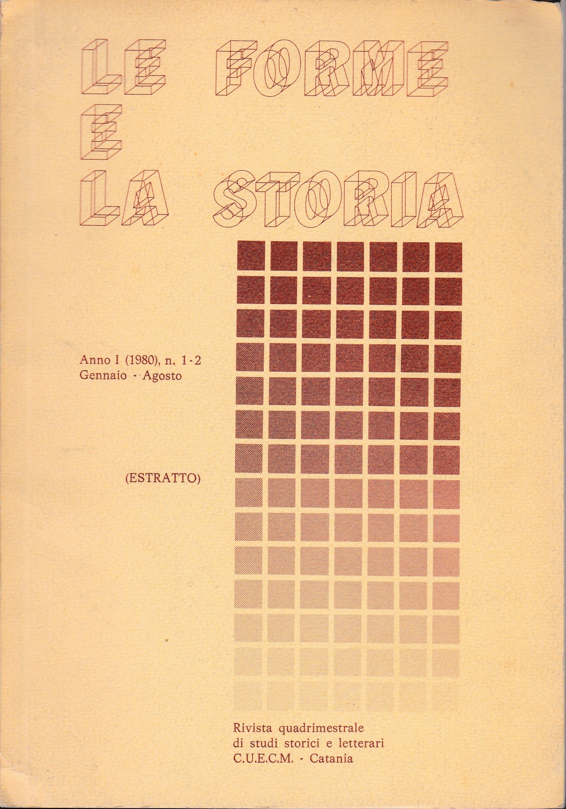 Le forme e la storia. Anno 1 (1980) n° 1-2 Gennaio - Agosto (estratto) - copertina