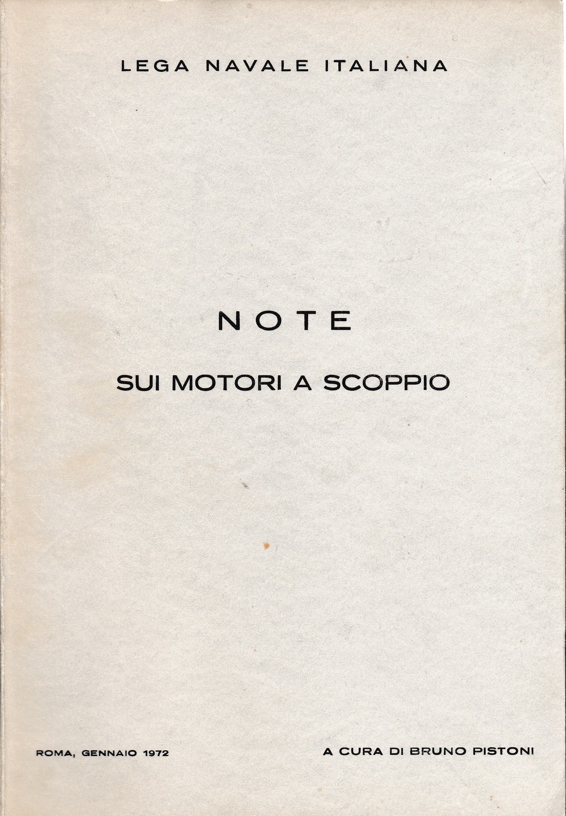 Note sui motori a scoppio - copertina