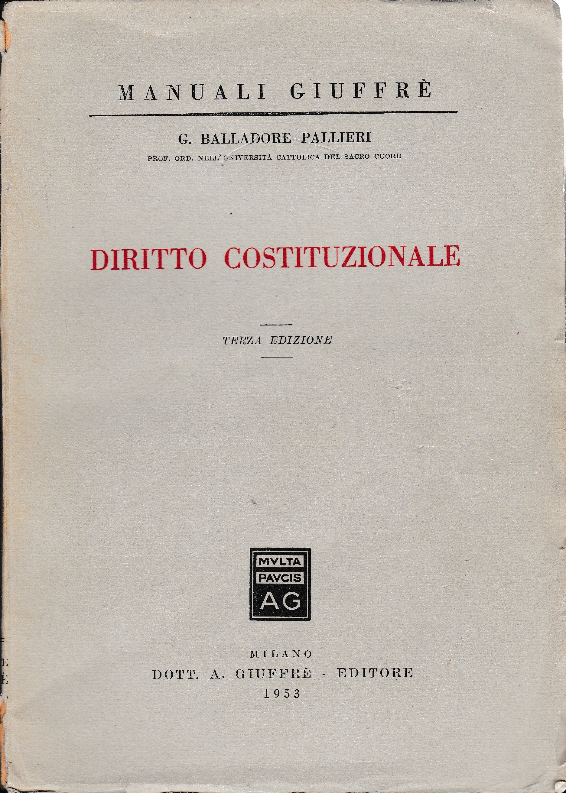 Diritto costituzionale - copertina