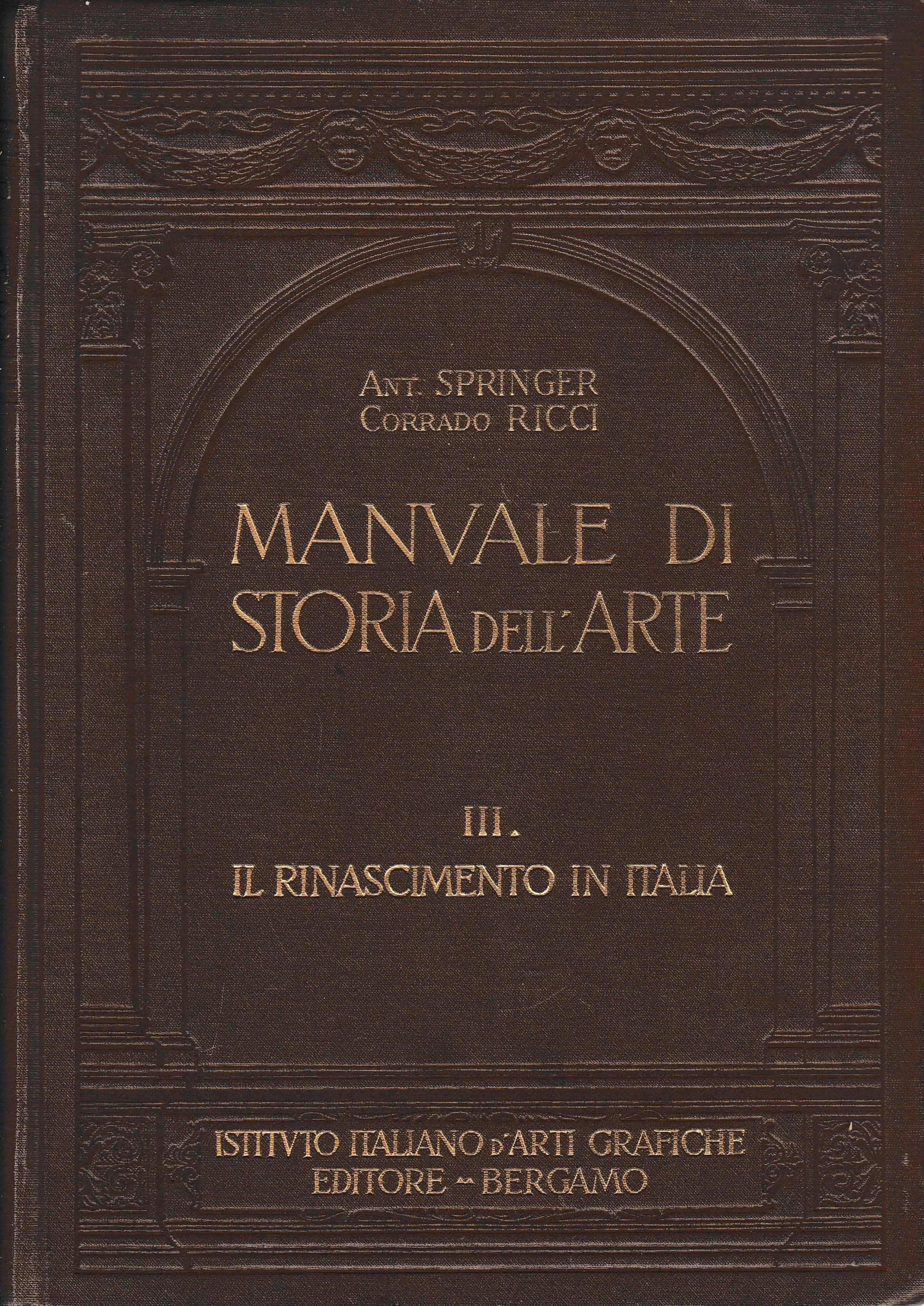 Manuale di storia dell'arte vol. III° Il Rinascimento in Italia - copertina