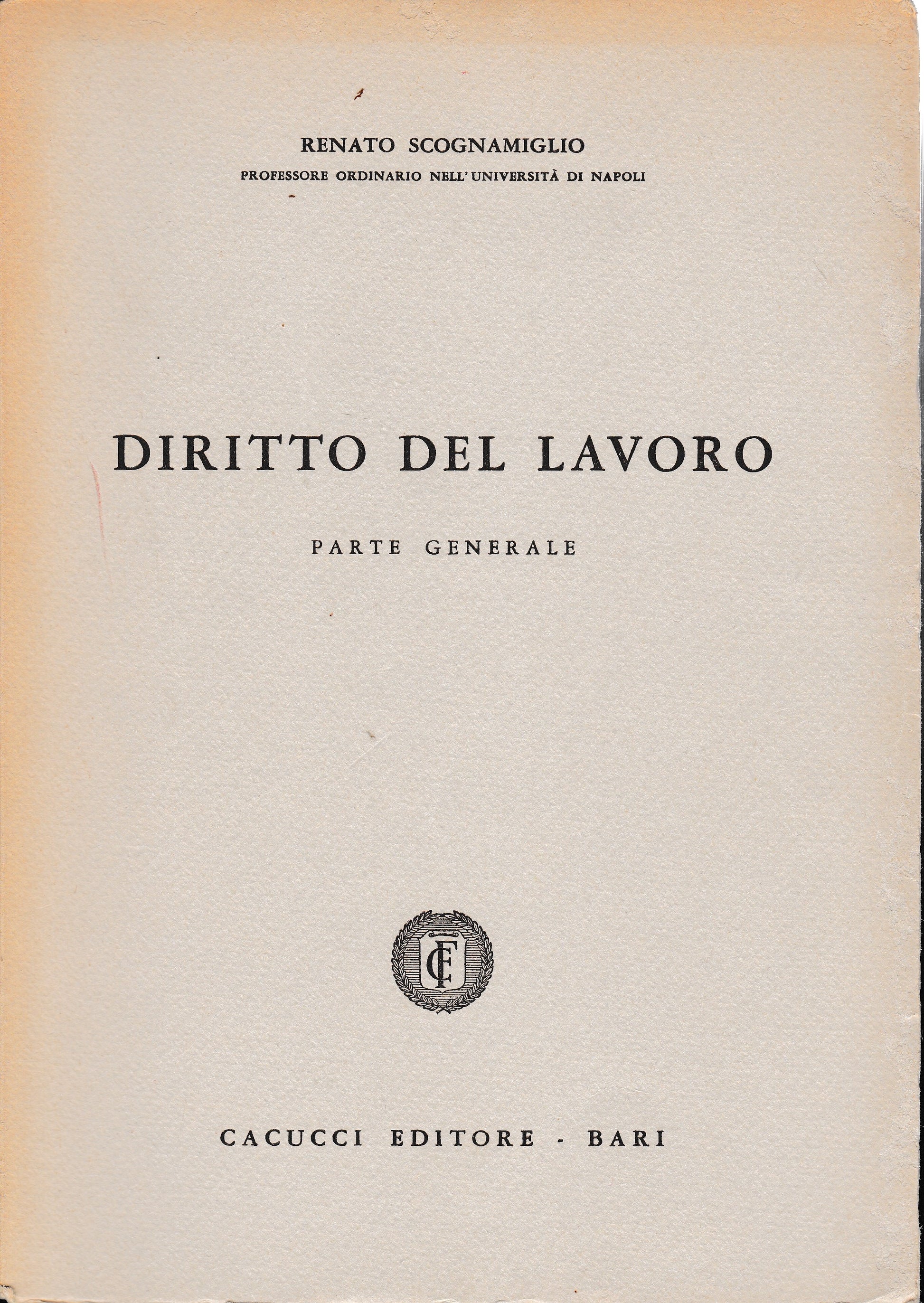 Diritto del lavoro. Parte generale - copertina