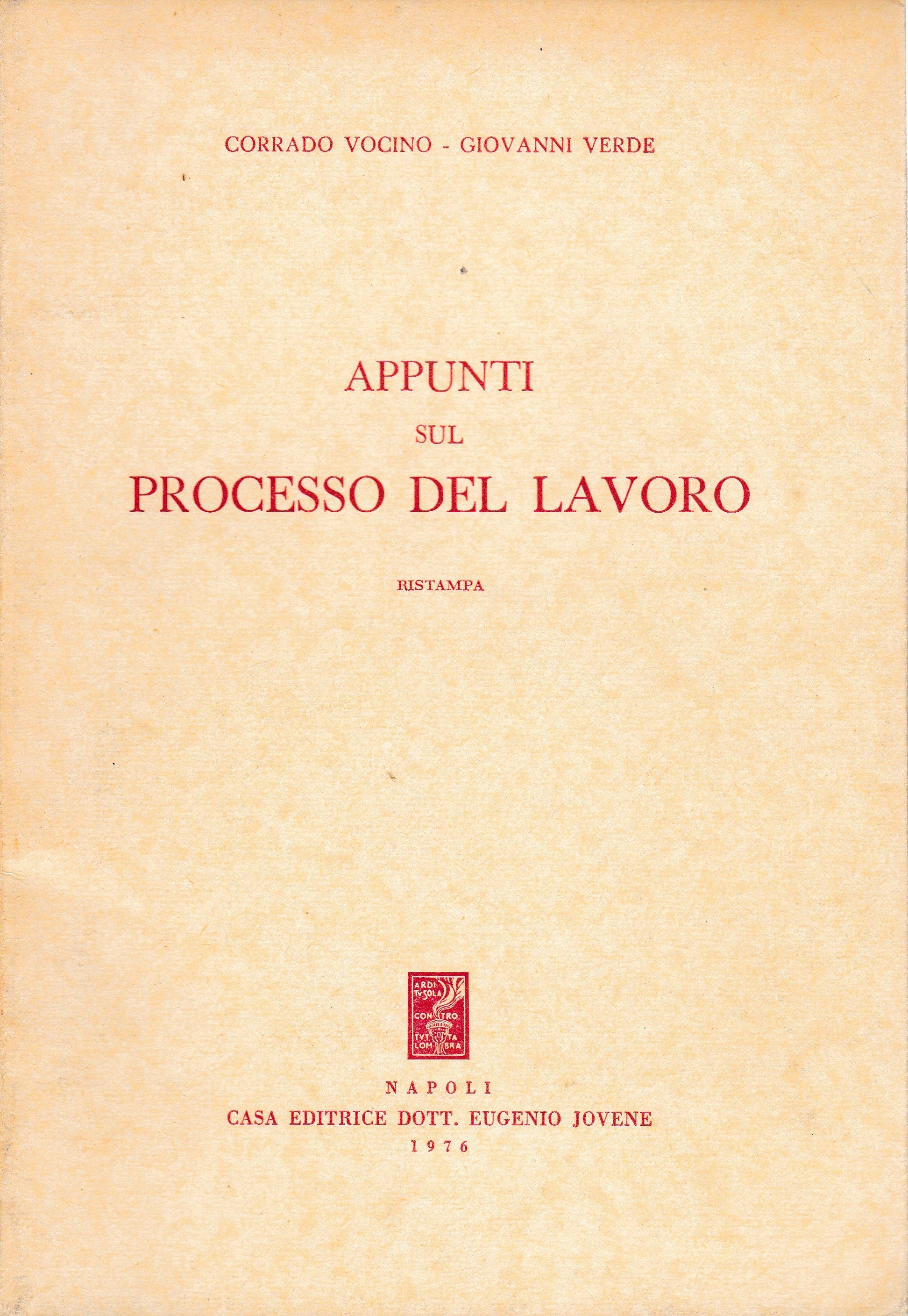 Appunti sul processo del lavoro   ristampa - copertina