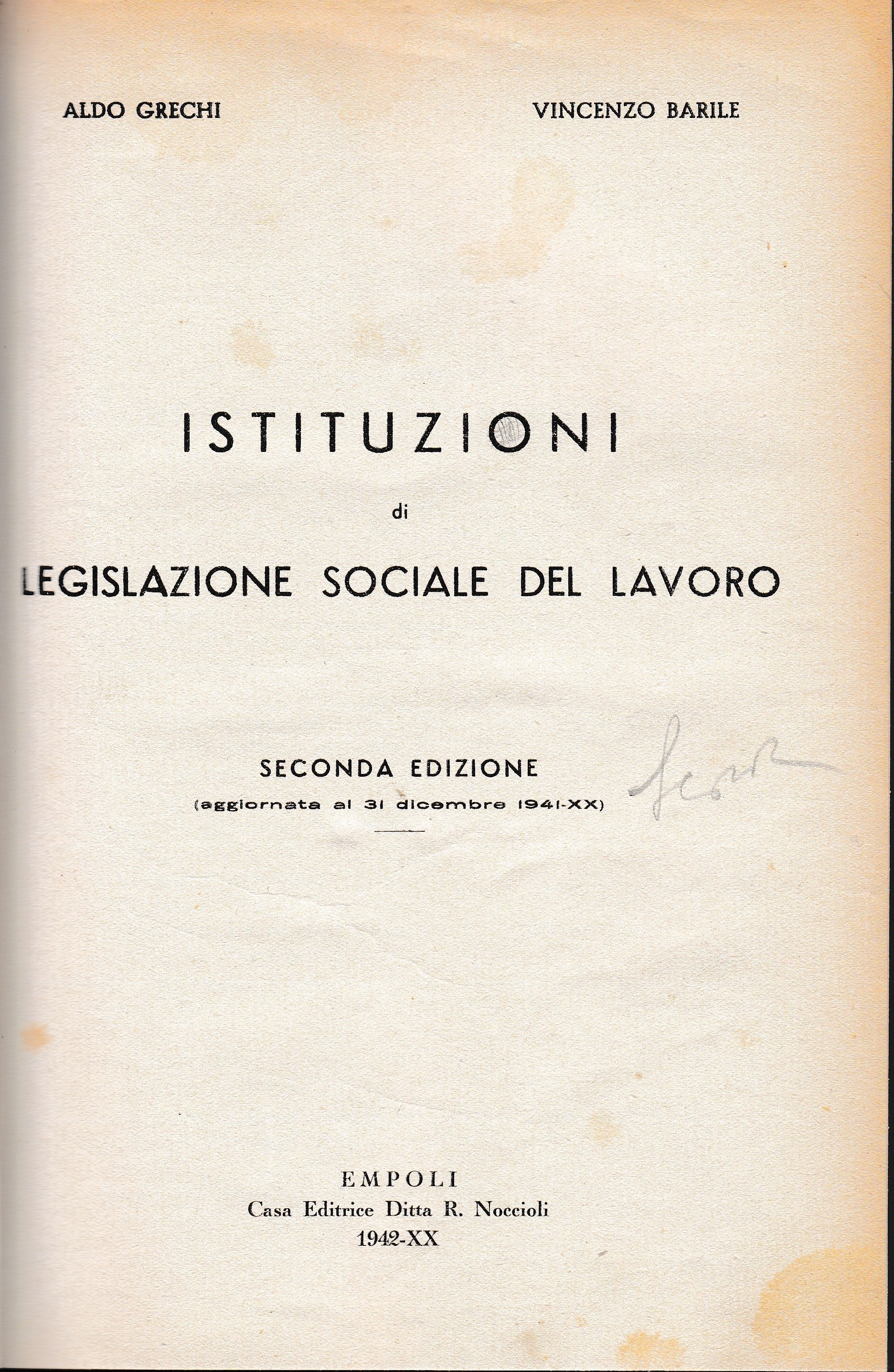 Istituzioni di legislazione sociale del lavoro - copertina