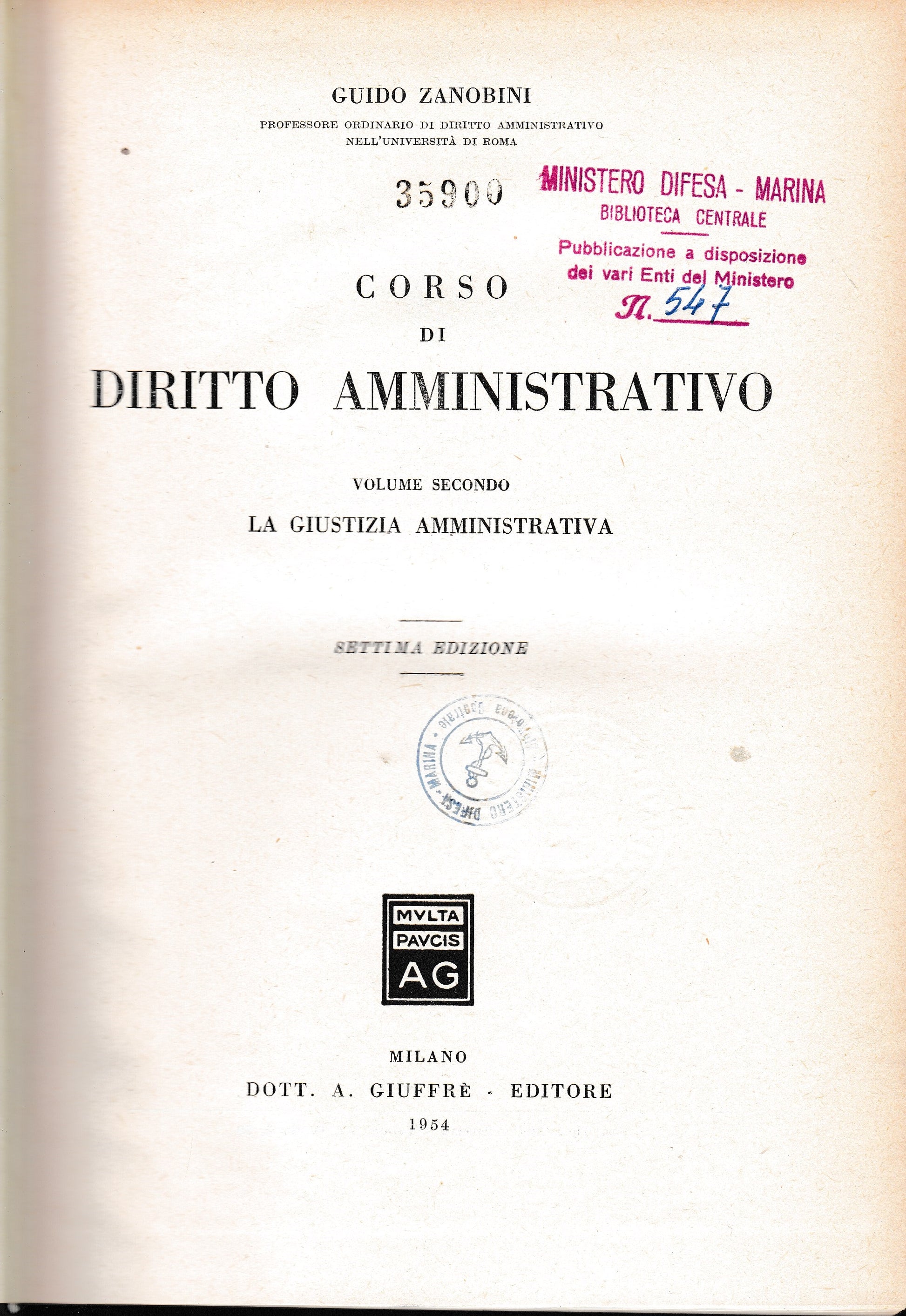 Corso di diritto amministrativo 2° vol. - copertina