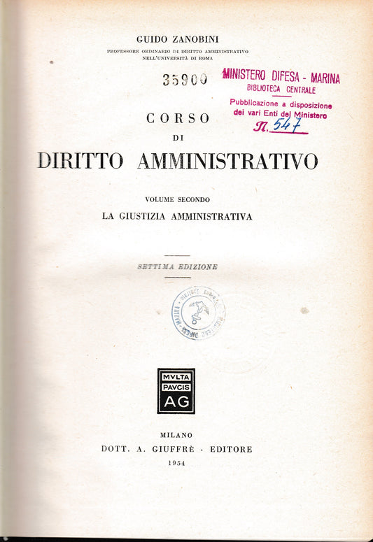 Corso di diritto amministrativo 2° vol. - copertina