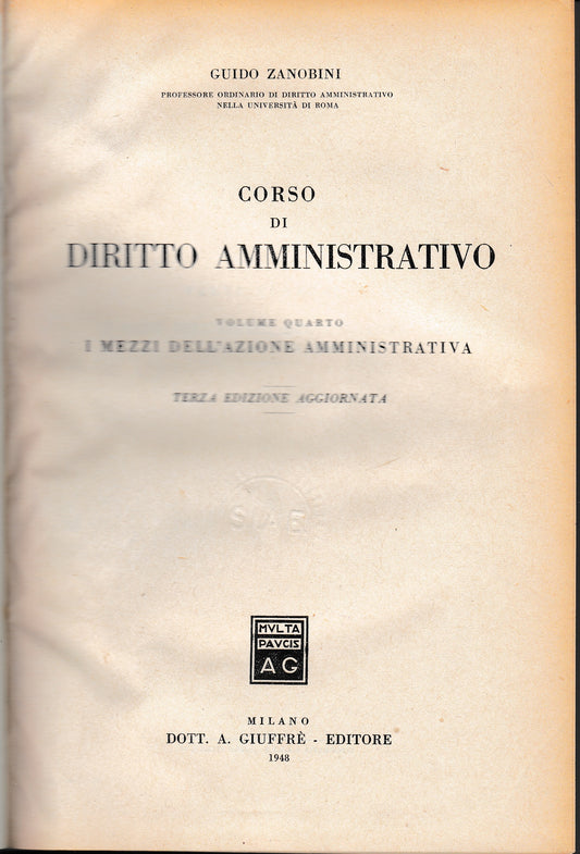 Corso di diritto amministrativo vol. 4° - copertina