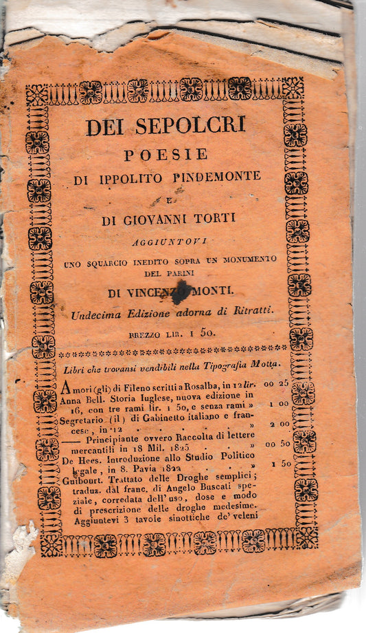 Dei sepolcri. Poesie - copertina