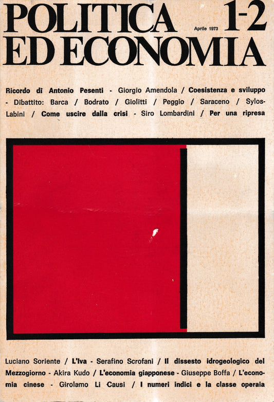 Politica ed economia 1-2 Aprile 1973  Rivista bimestrale - copertina
