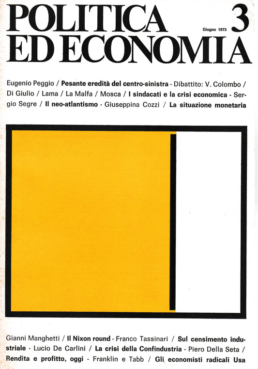 Politica ed economia 3 Giugno 1973  Rivista bimestrale - copertina
