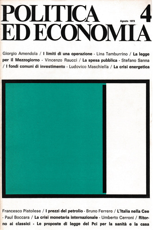 Politica ed economia 4 Agosto 1973  Rivista bimestrale - copertina