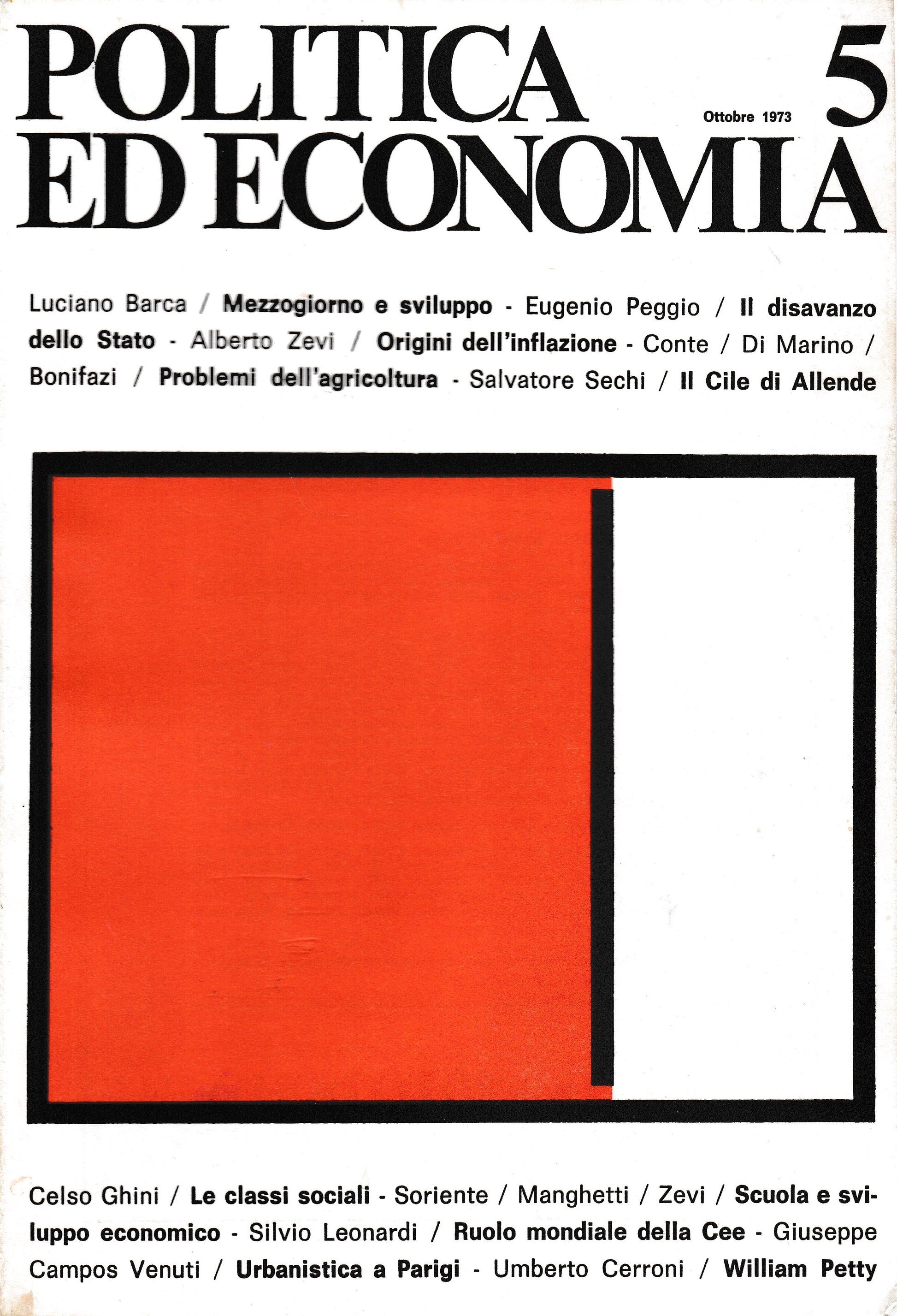 Politica ed economia 5 Ottobre 1973  Rivista bimestrale - copertina