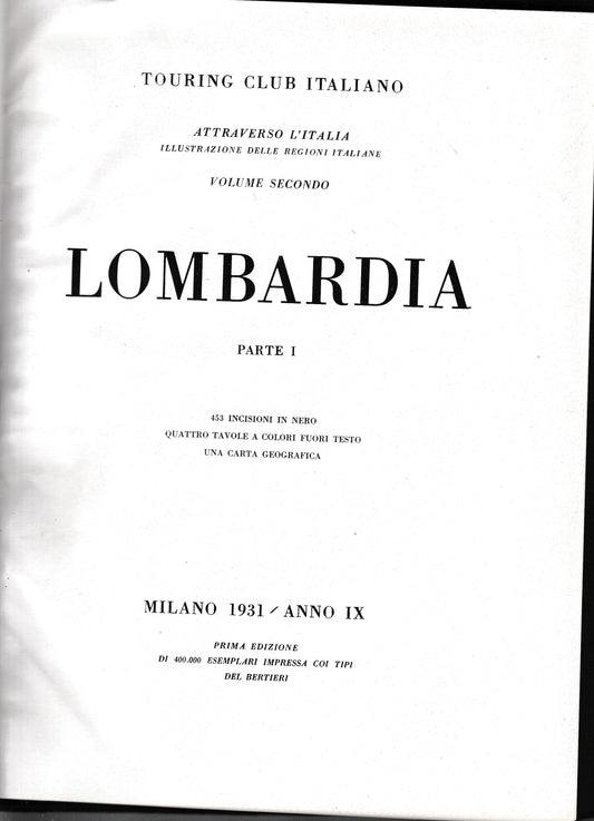 Lombardia Parte I^ e parte II^ (rilegati in un unico esemplare) - copertina