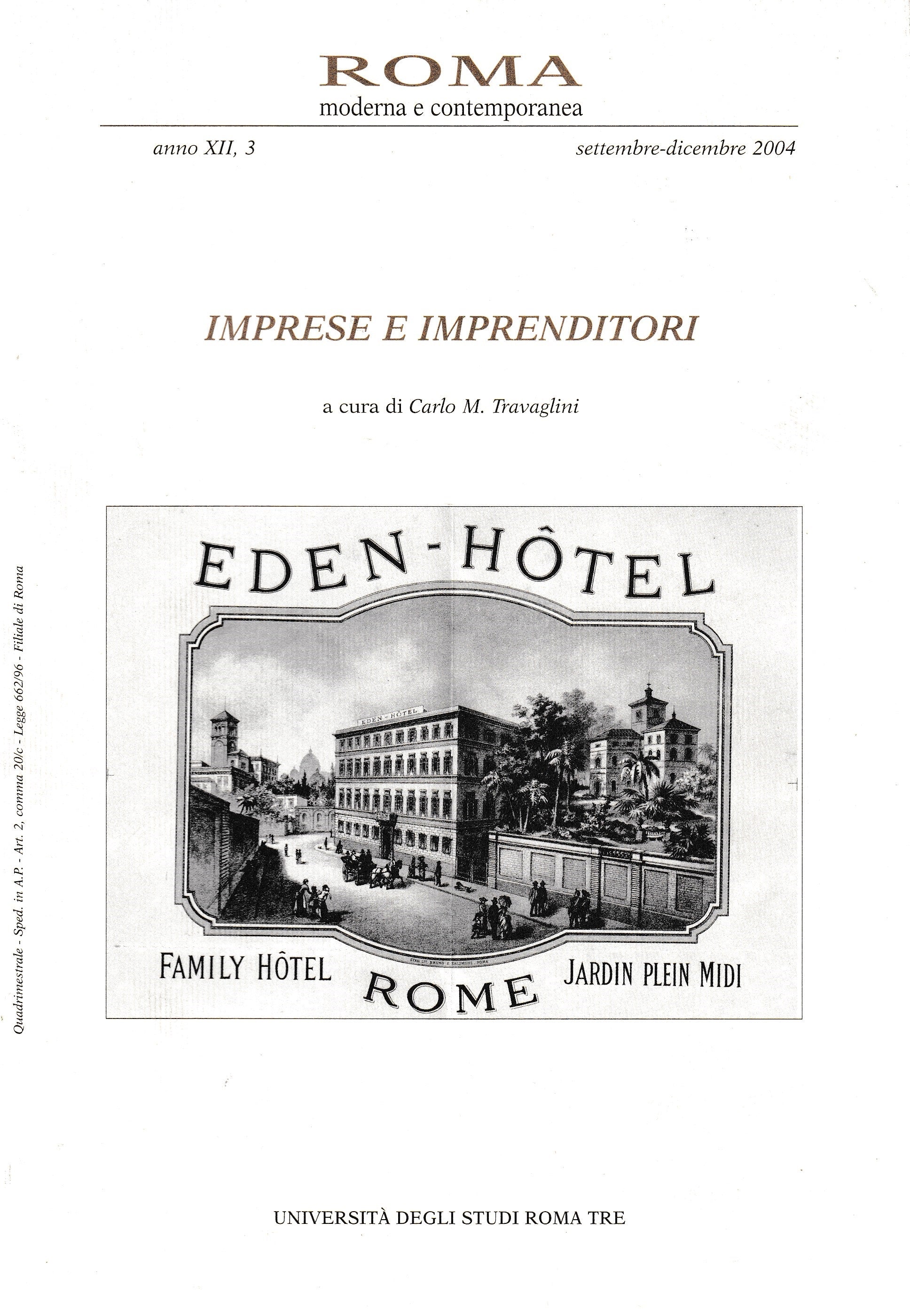 Roma moderna e contemporanea anno XII, 3  Sett. - Dic. 2004. Imprese e imprenditori - copertina