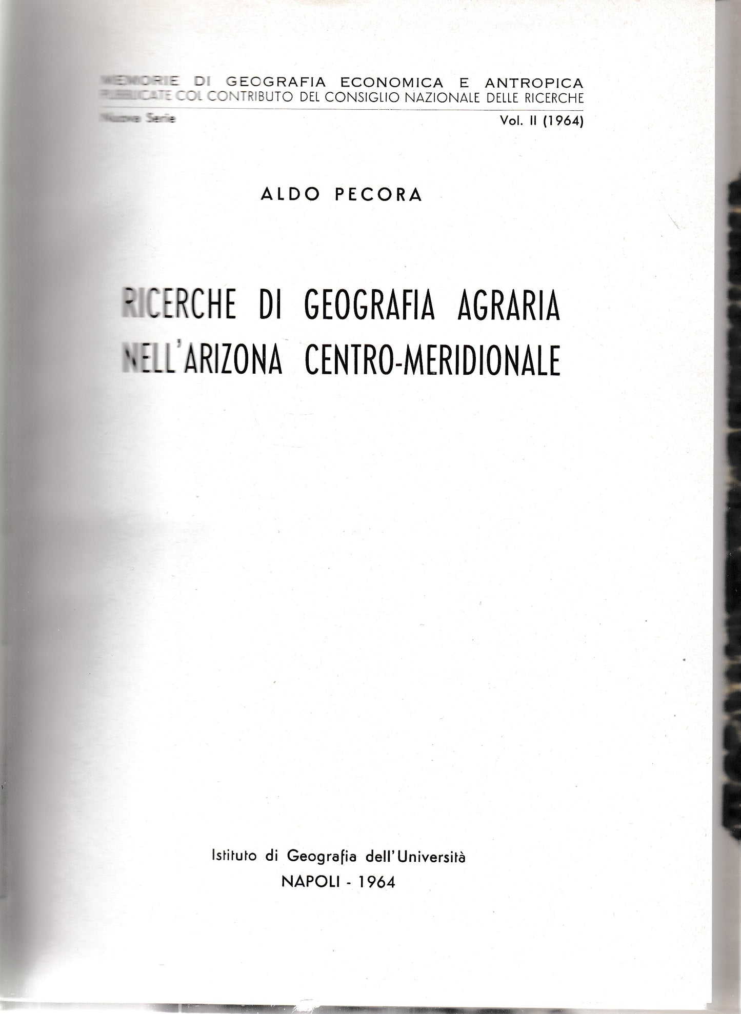 Ricerche di geografia agraria nell'Arizona centro-meridionale. Nuova serie vol. 2 - copertina