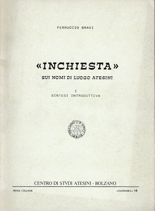 Inchiesta sui nomi di luogo Atesini - copertina