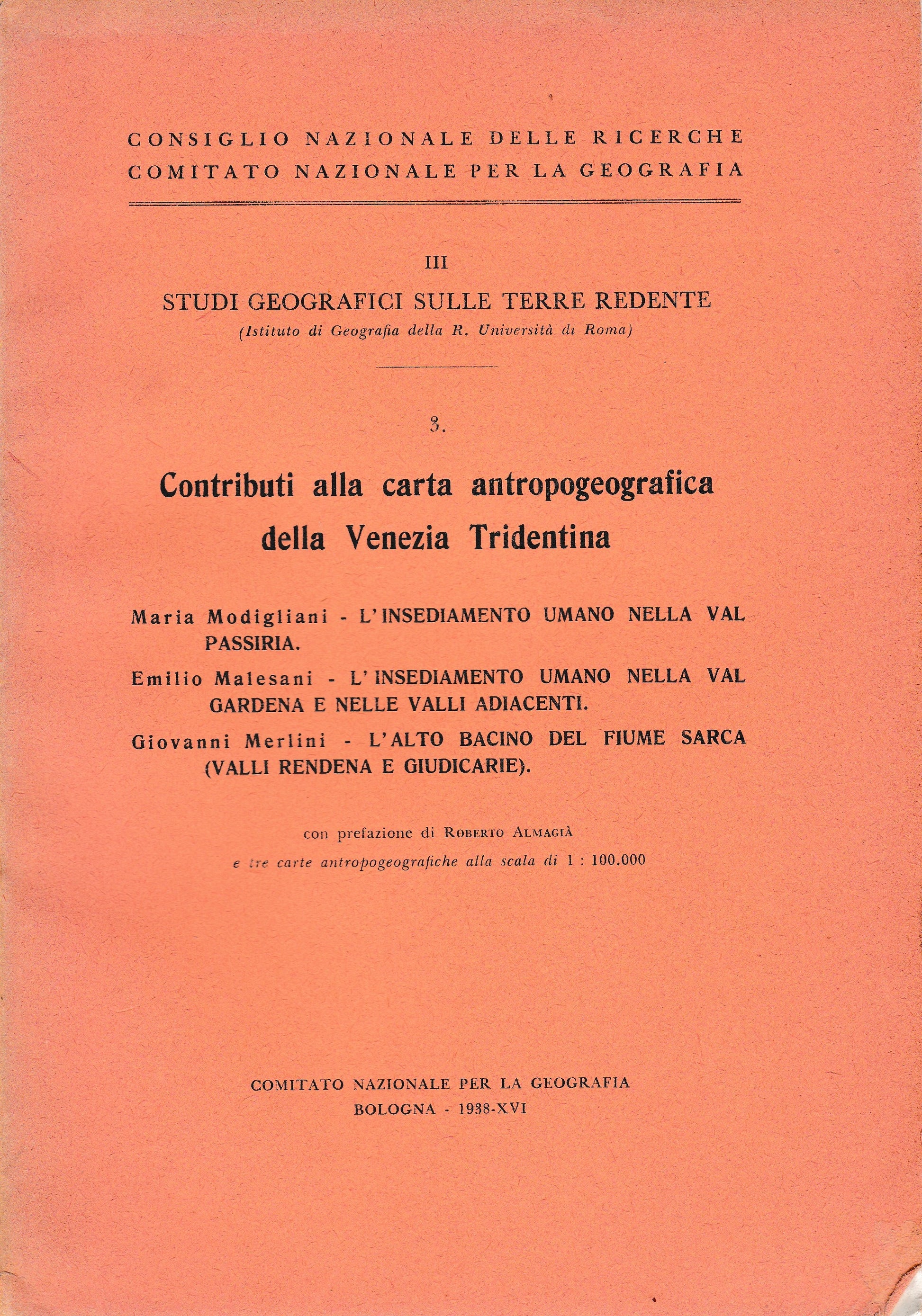 Contributi alla carta antropogeografica della Venezia Tridentina vol. 3 - copertina