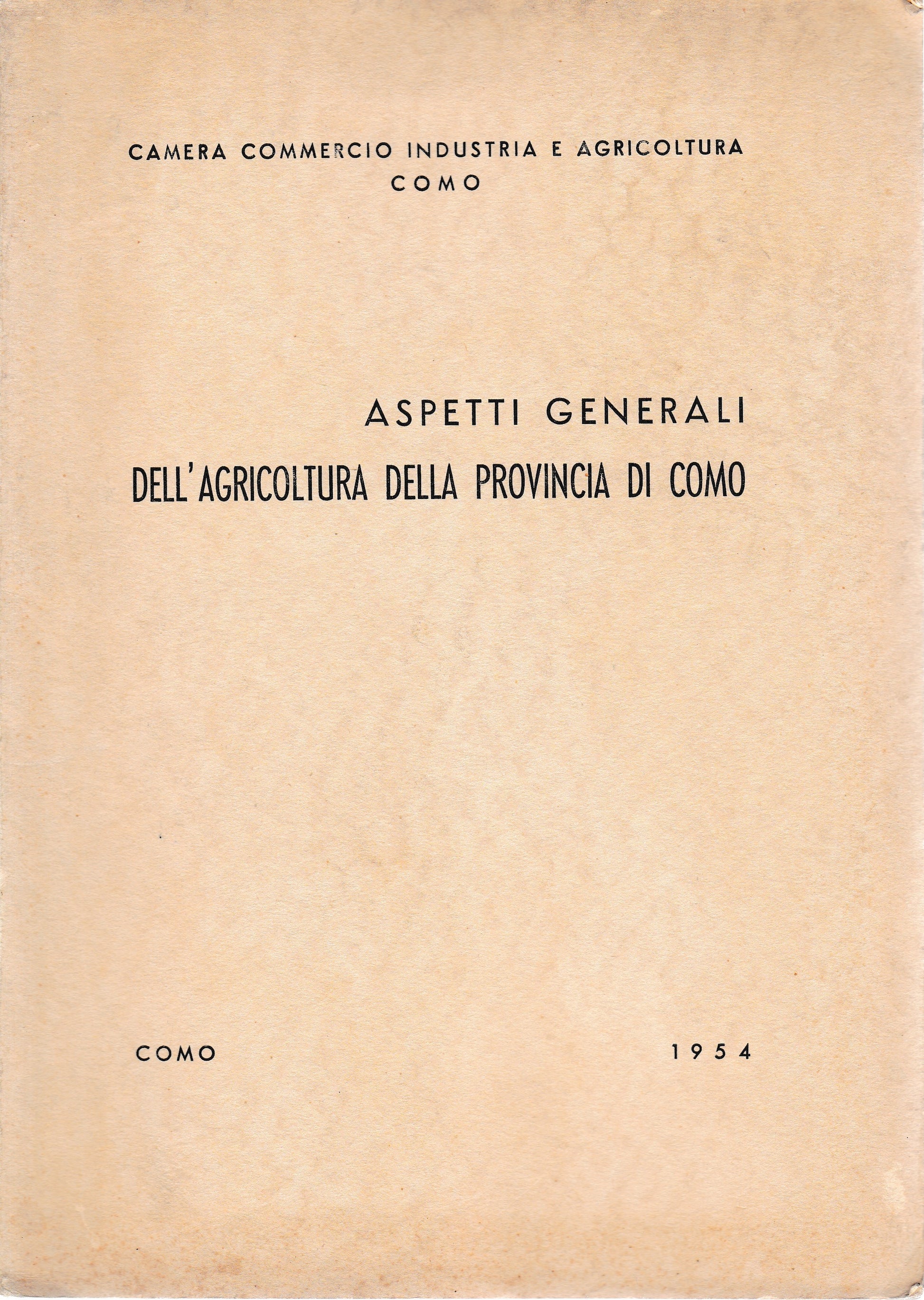 Aspetti generali dell'agricoltura della provincia di Como - copertina