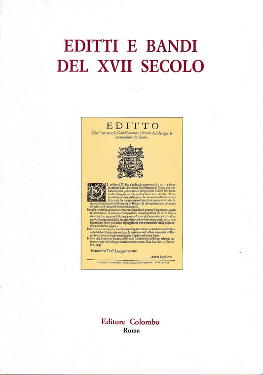 Editti e bandi del XVII secolo. Dal "Diario di Roma" di Giacinto Gigli - copertina