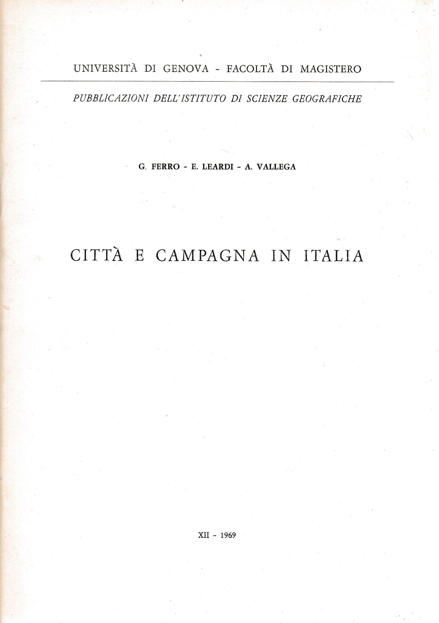 Città e campagna in Italia - copertina