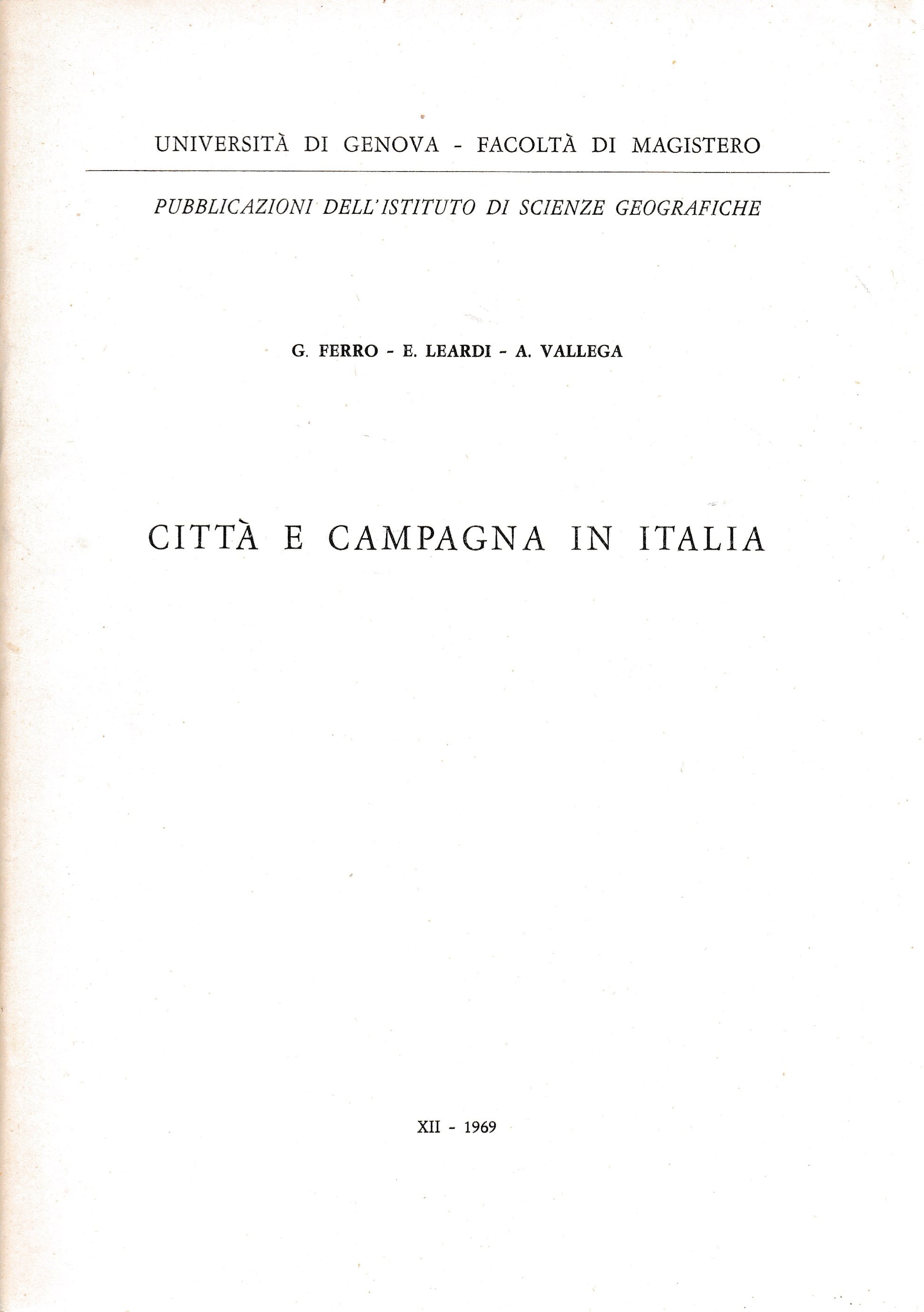 Città e campagna in Italia - copertina