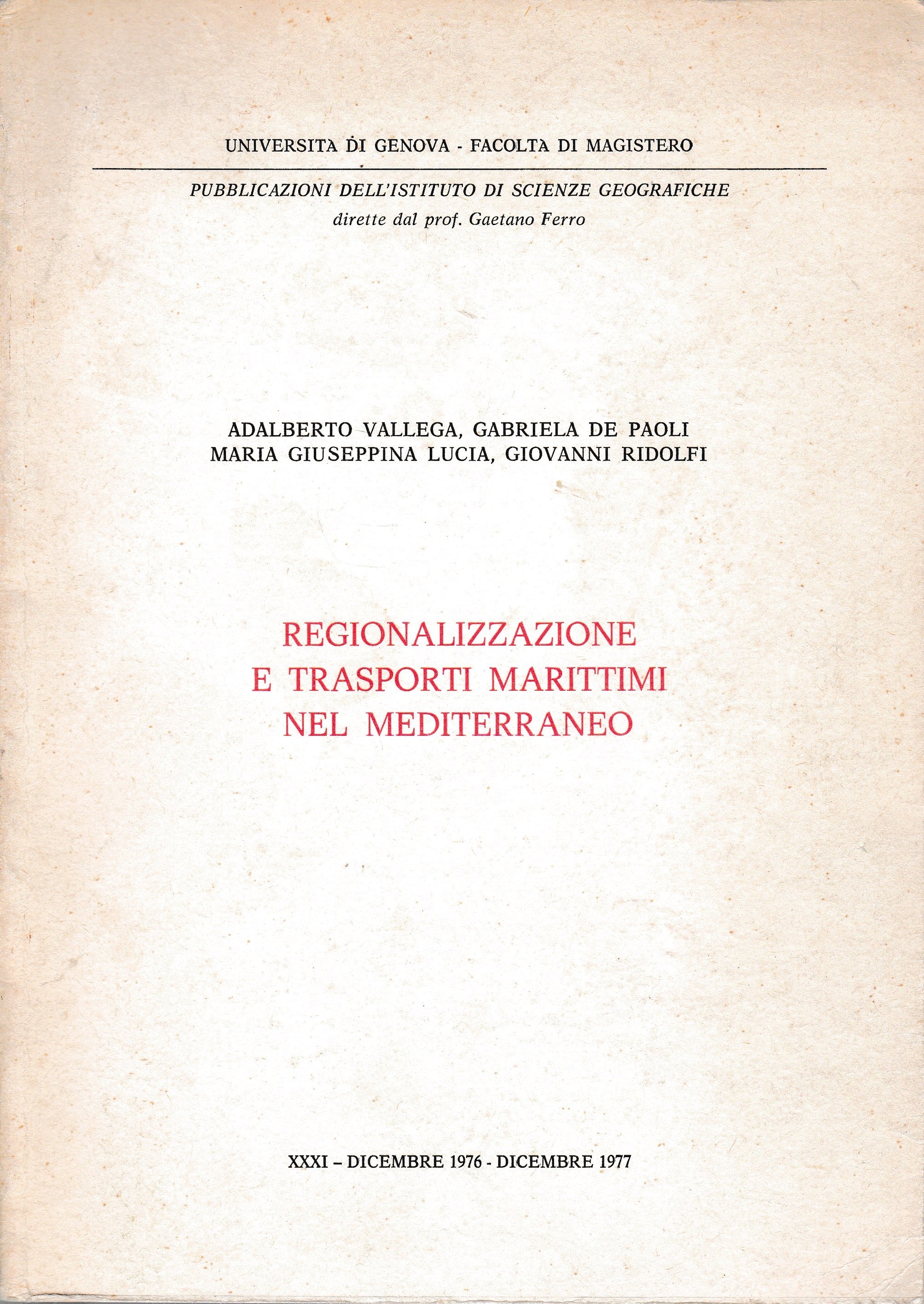 Regionalizzazione e trasporti marittimi nel Mediterraneo - copertina