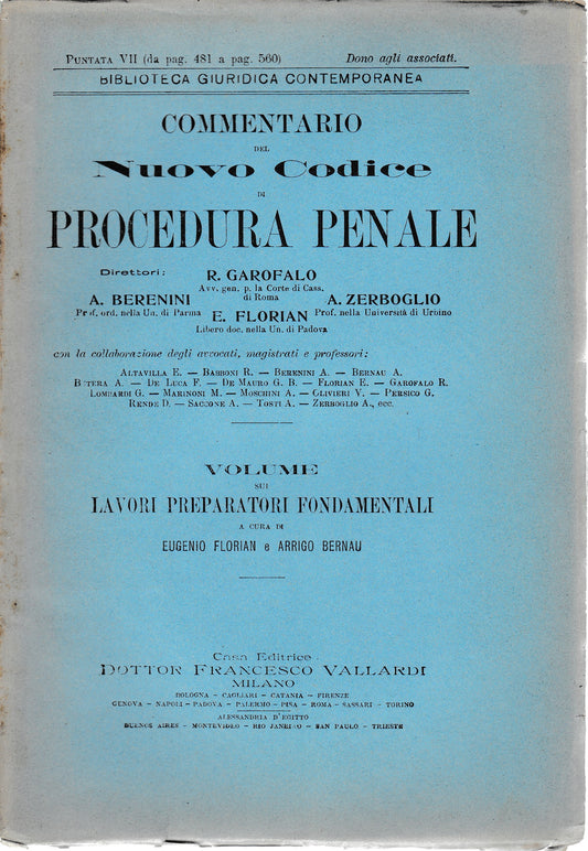 Commentario del Nuovo Codice di procedura penale. Puntata VII (da pag. 481 a pag. 560) - copertina