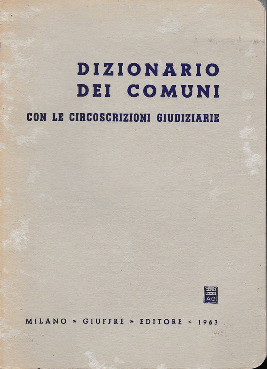 Dizionario dei Comuni con la circoscrizioni giudiziarie - copertina