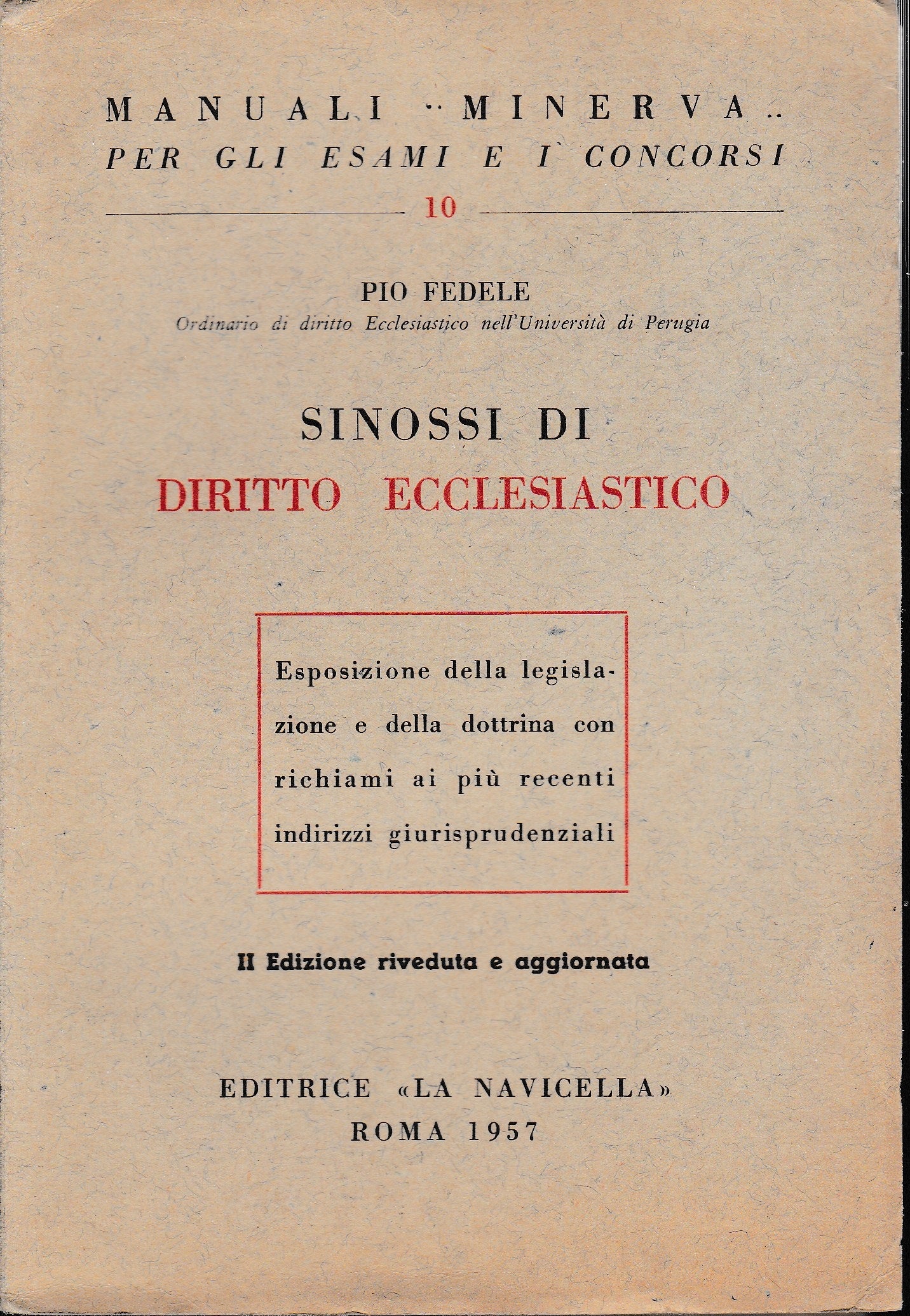 Manuali Minerva. Sinossi di Diritto Ecclesiastico - copertina