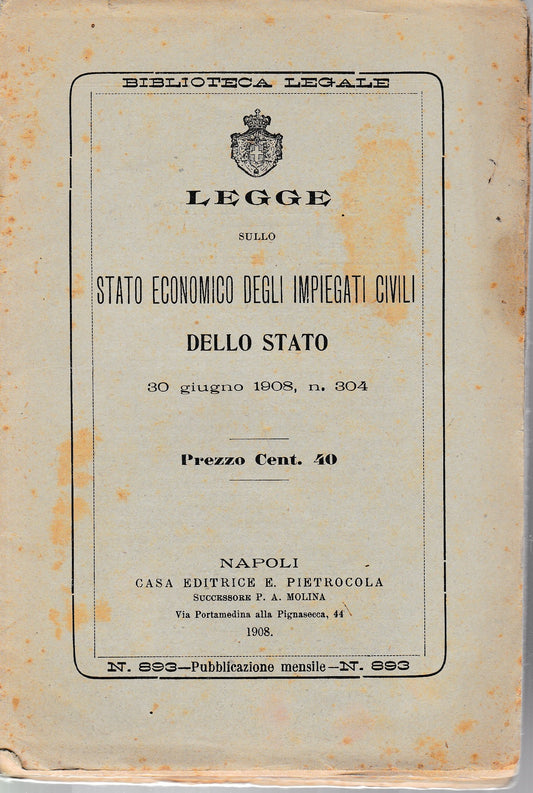 Edilizia popolare e case a buon mercato agl'impiegati dello Stato - copertina