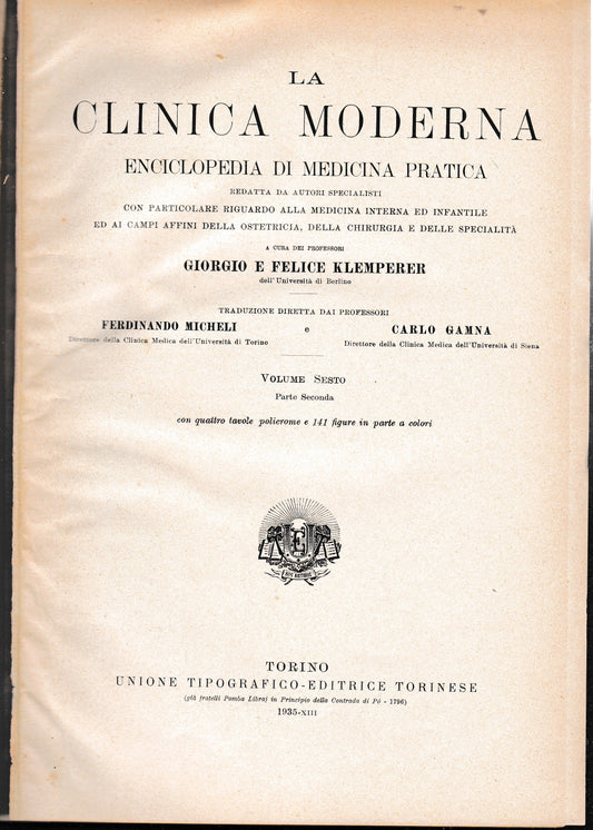 La clinica moderna. Enciclopedia di medicina pratica vol. 6° parte seconda  N-Q - copertina